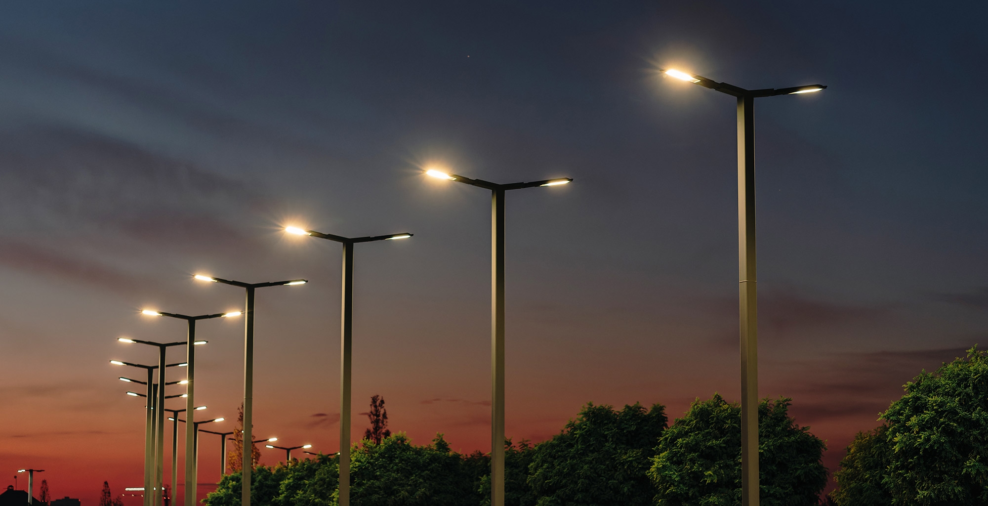 Smart city lights with automatic light adjustment